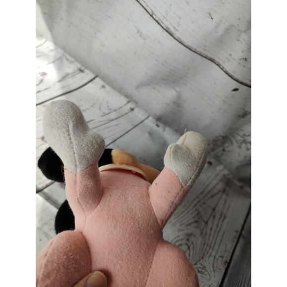 Vintage Pink Baby Minnie Mouse Crawling Plush Stuffed Animal With Bib READ - Picture 6 of 9